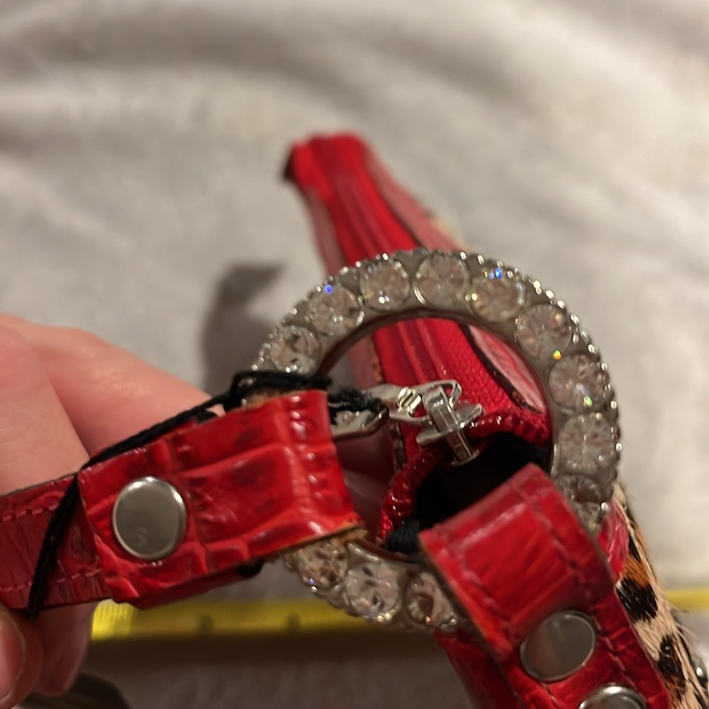 Leather Leopard Rhinestone Wristlet - Picture 11 of 12